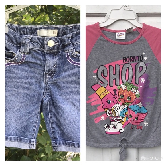 Route 66 Embroidered Jean Shorts Shopkins Tie Tee - Picture 9 of 16